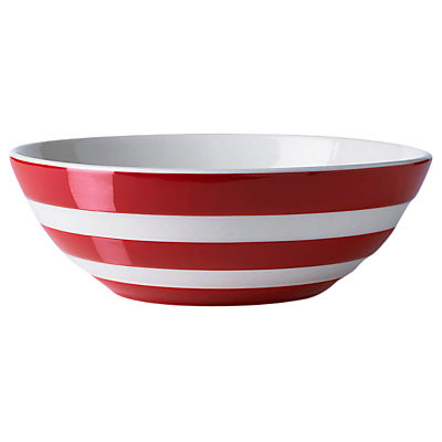 Cornishware Cereal Bowl, Red/White, Dia.17cm, Seconds